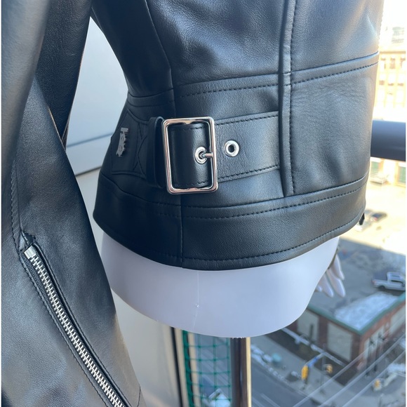 BURBERRY Black Leather Jacket Size 4 US - Picture 12 of 17